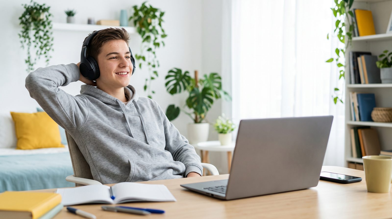 Uczeń podczas lekcji online